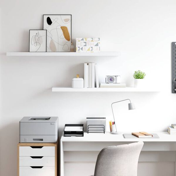 vidaXL Floating Wall Shelves 2 pcs White 120x23.5x3.8 cm MDF