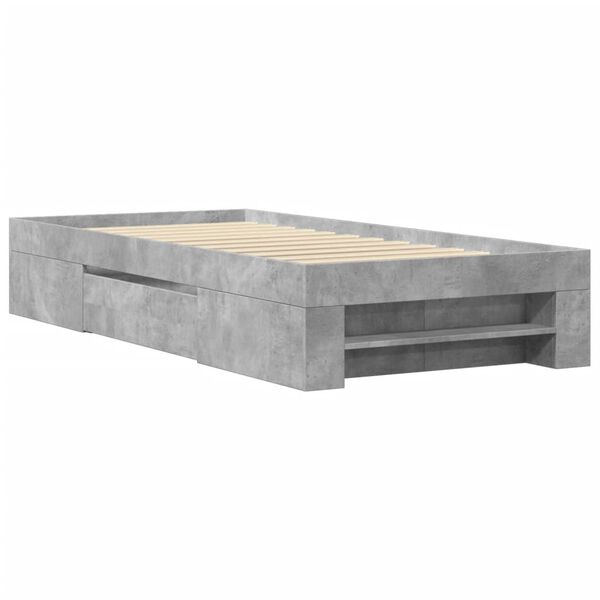 vidaXL Bed Frame without Mattress Concrete Grey 100x200cm Engineered Wood