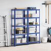 vidaXL 5-Layer Storage Shelves 2 pcs Blue Steel&Engineered Wood