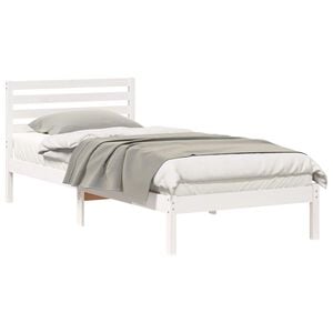 vidaXL Bed Frame with Headboard White 100 x 220 cm Solid Pine Wood