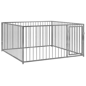 vidaXL Dog Kennel | Silver | Steel | 200x200x100 cm | Durable | Dog Kennel