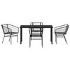 vidaXL Garden Dining Set 5 pcs Black Poly Rattan