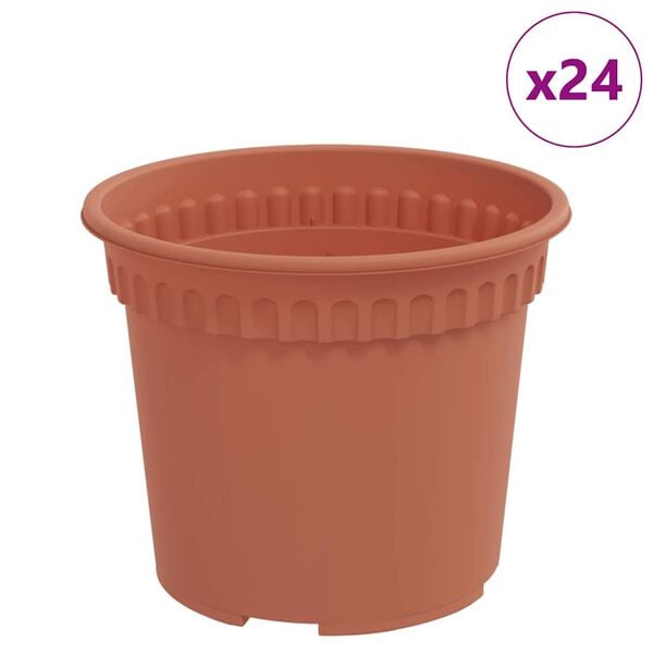 vidaXL Round Flower Pot 24 pcs Brick Red &Oslash; 12.5 x 10 cm Plastic