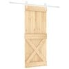 vidaXL Sliding Door 100 x 210 cm Solid Pine Wood Natural and White