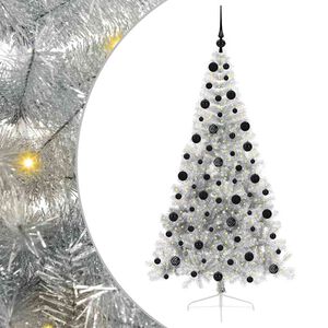 vidaXL Artificial Pre-lit Christmas Tree Silver 210 cm PET