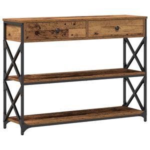 vidaXL Console Table with Drawer with Shelf Old wood 100 x 28 x 75 cm