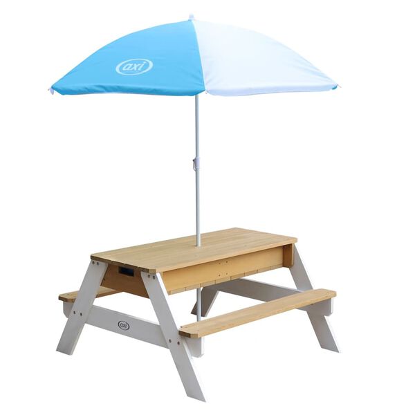 AXI Sand and Water Picnic Table Nick with Umbrella Brown and White