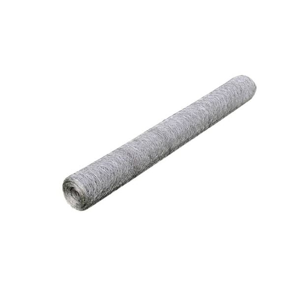vidaXL Chicken Wire Fence Galvanised Steel 25x1 m Silver