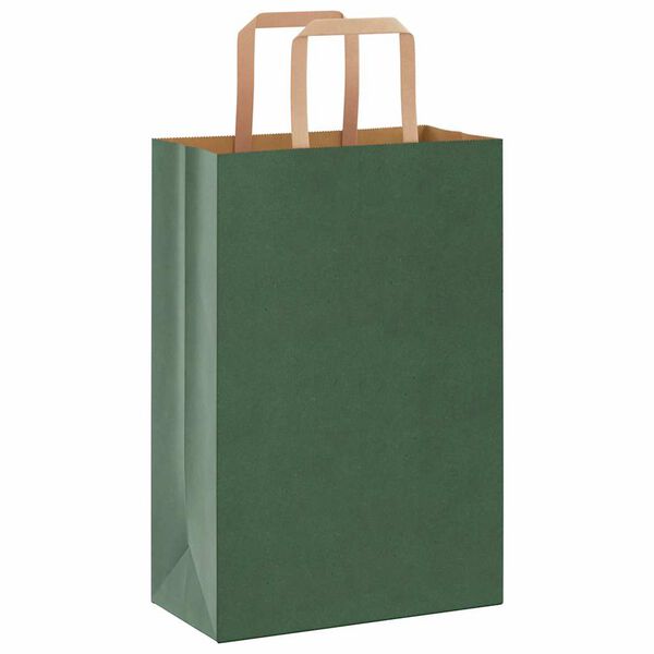vidaXL Paper Bags 250 pcs with Handles Green 21x11x31 cm