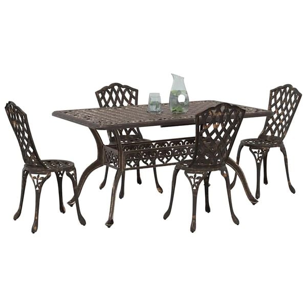 vidaXL Garden Dining Set 5 pcs Bronze Aluminium