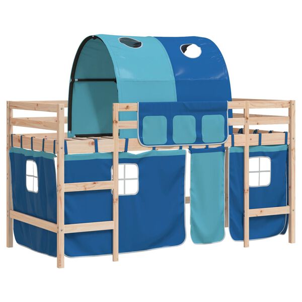 vidaXL Kids' Loft Bed with Tunnel without Mattress Blue 90x190cm