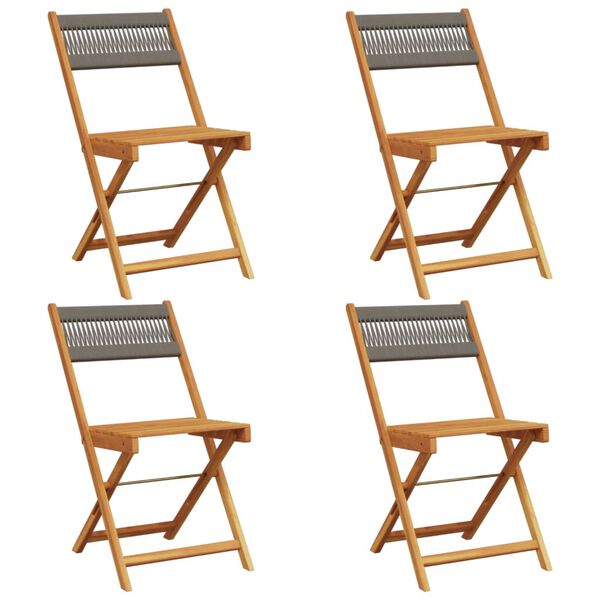 vidaXL Folding Garden Chairs 4 pcs Grey Solid Wood Acacia