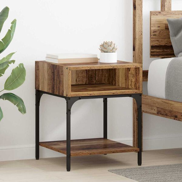 vidaXL Bedside Table Old Wood 40 x 40 x 50 cm Engineered Wood