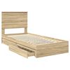 vidaXL Storage Bed with Drawer Sonoma Oak 90 x 190 cm Engineered Wood