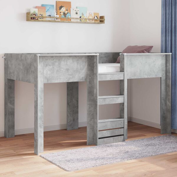 vidaXL Bunk Bed for Kids Concrete Grey 100 x 200 cm Engineered wood