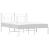 vidaXL Metal Bed Frame without Mattress with Headboard White 160x200cm