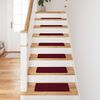 vidaXL Anti-slip Stair Mats 15 pcs Bordeaux 60 x 25 cm PP