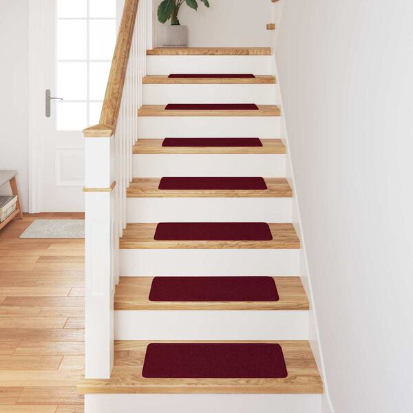 vidaXL Anti-slip Stair Mats 15 pcs Bordeaux 60 x 25 cm PP