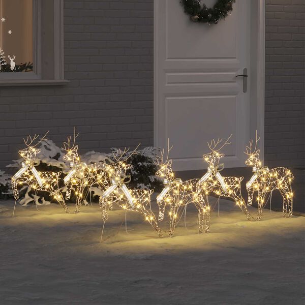 vidaXL LED Reindeers with 180 LEDs 6 pcs Gold PET