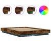 vidaXL Bed Frame with LED Lights without Mattress Smoked Oak 140x190cm