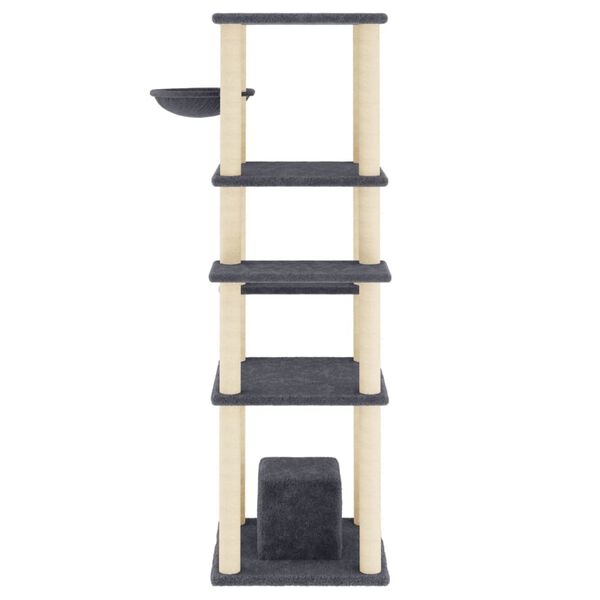 vidaXL Cat Tree with Sisal Scratching Posts Dark Grey 154 cm