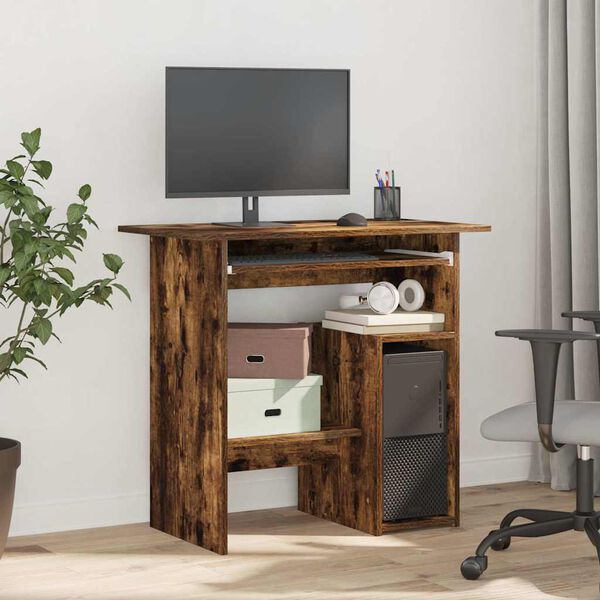 vidaXL Desk Smoked Oak 80x45x74 cm Engineered Wood