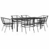 vidaXL 7 Piece Garden Dining Set Black Poly Rattan Glass