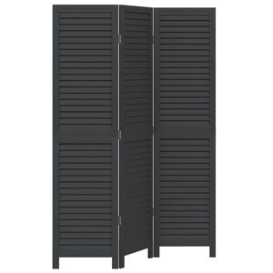 vidaXL Room Divider&nbsp;3 Panels Black Solid Wood Paulownia