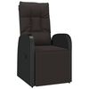 vidaXL Reclining Garden Chair with Cushions Black Poly Rattan