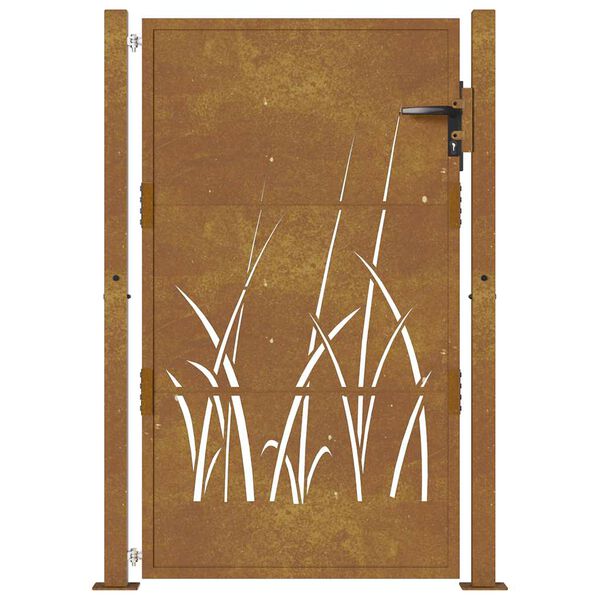vidaXL Garden Gate 100x150 cm Corten Steel Grass Design
