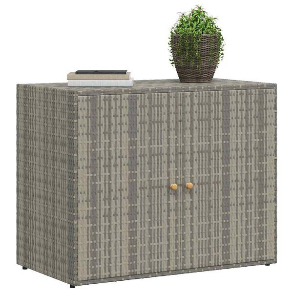 vidaXL Garden Storage Cabinet Grey 100x55.5x80 cm Poly Rattan