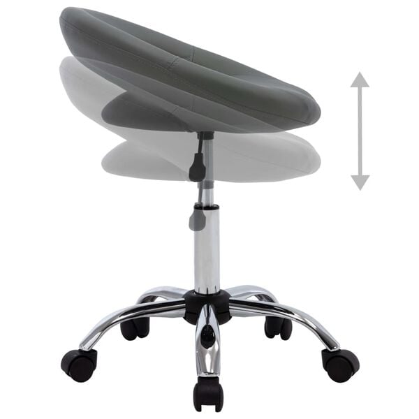 vidaXL Rolling Work Chair Grey Faux Leather