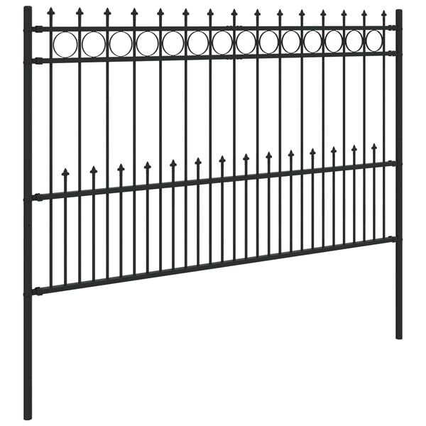 vidaXL Spike Ring Fence Black 200 x 166 cm Powder-Coated Steel