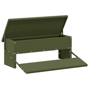 vidaXL Chicken Treadle Feeder Olive Green 48.5 x 39.5 x 19 cm