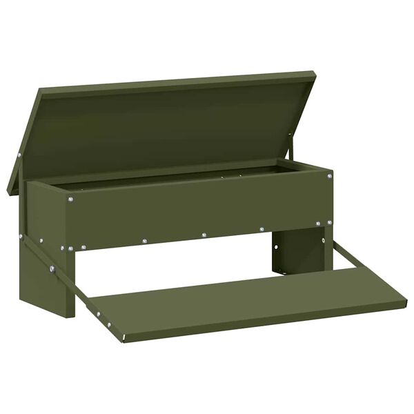 vidaXL Chicken Treadle Feeder Olive Green 48.5 x 39.5 x 19 cm