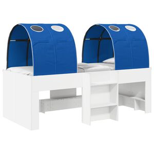 vidaXL Kids'High Bed Frame with Tunnel 3 pcs White and Blue