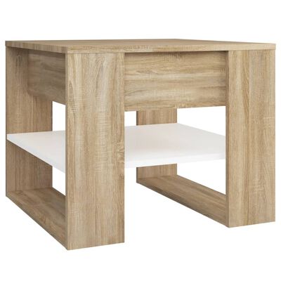 vidaXL Coffee Table White and Sonoma Oak 55.5x55x45 cm Engineered Wood