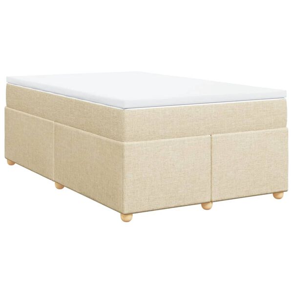 vidaXL Box Spring Bed with Mattress Cream 120x200 cm Fabric