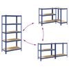 vidaXL 5-Layer Storage Shelves 2 pcs Blue Steel&Engineered Wood