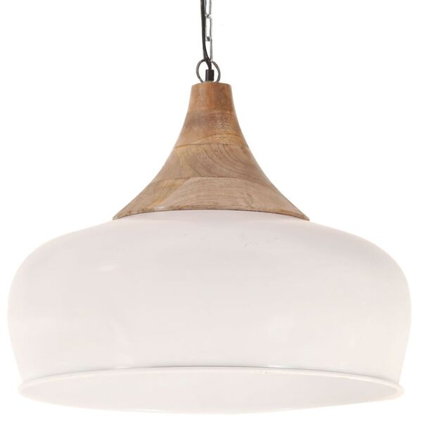 vidaXL Industrial Hanging Lamp White Iron & Solid Wood 45 cm E27