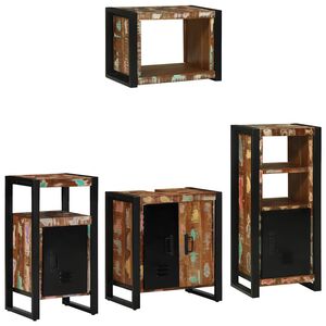 vidaXL Bathroom Furniture Set 4 pcs Multicolour and Black