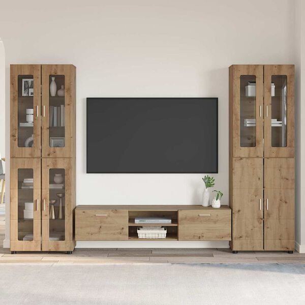 vidaXL TV Cabinet Set with Drawer FLORIN Artisan Oak Engineered Wood