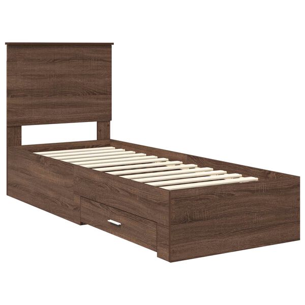 vidaXL Bed Frame Brown Oak and Silver 70 x 190 cm Engineered Wood