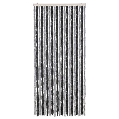 vidaXL Fly Curtain Grey and Black 90x220 cm Chenille
