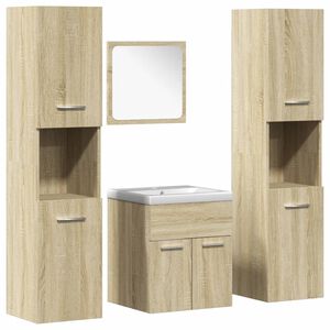 vidaXL 5 Piece Bathroom Furniture Set Sonoma Oak Engineered Wood