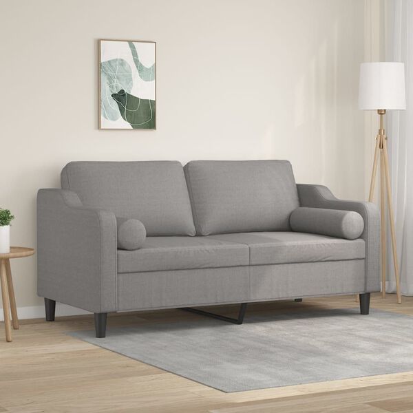 vidaXL 2-Seater Sofa with Pillows&Cushions Light Grey 140 cm Fabric