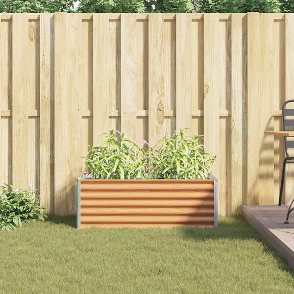 vidaXL Garden Raised Bed Light Brown 98 x 50 x 36 cm Galvanised Steel