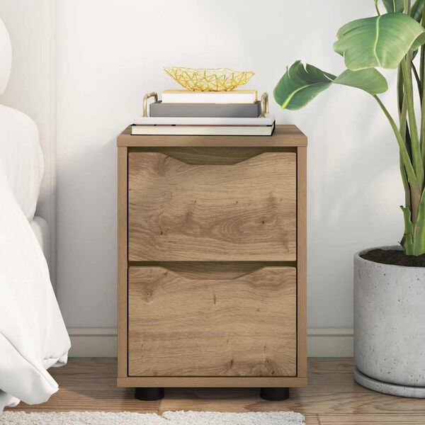 vidaXL Bedside Table Artisan Oak 30.5 x 30 x 43 cm Engineered Wood