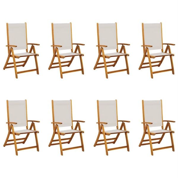 vidaXL Folding Garden Chairs 8 pcs Solid Wood Acacia and Textilene