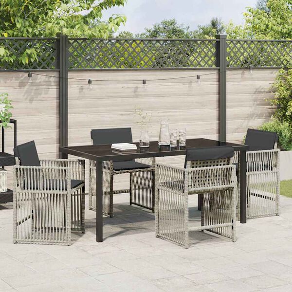 vidaXL Garden Dining Set 5 pcs Light grey Poly rattan